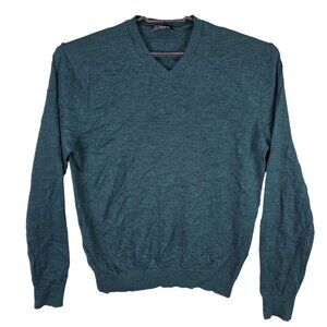 Womens Gap Green 100% Merino Wool V Neck Sweater Long Sleeve Size XL